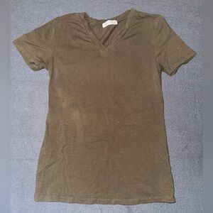 Army Green V-neck Tshirt Top